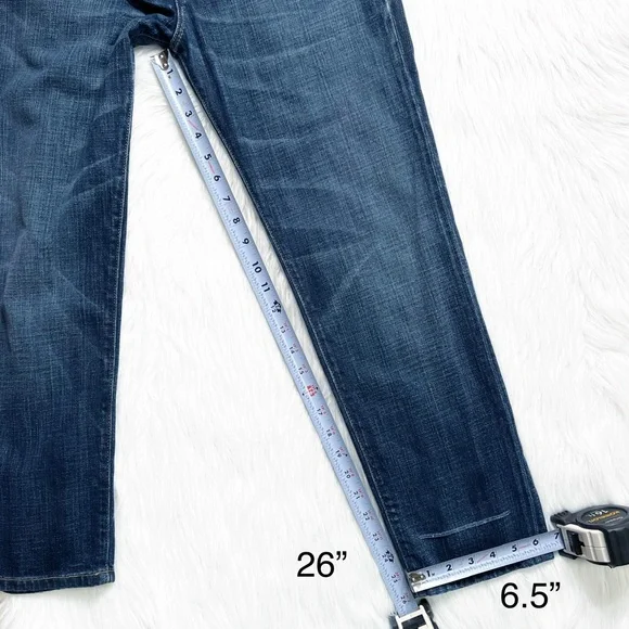 SOLD-Current/Elliott Distressed Medium Wash Cropped Slouchy Boyfriend Jeans - Picture 12 of 12